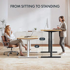FLEXISPOT Bamboo Electric Standing Desk with Elegant Oval Legs, 60"x30" Height Adjustable Desk for Home Office & Living Spaces, Black Frame
