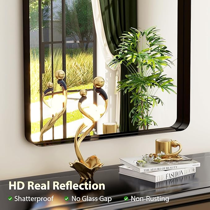 71" x 30" Full-Length Mirror - Black Deep Framed Floor Mirror, Wall-Mounted Rectangular Dressing Mirror for Home Decor in Bedroom, Bathroom, Living Room - Hang or Lean Against Wall