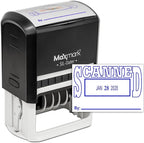 MaxMark Large Self-Inking Rubber Date Office Stamp with Scanned Phrase & Date - Blue Ink, 12-Year Band - Style 5