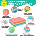 16 Pack Desk Privacy Folders for Students Desk Divider - Designer Pastel Color Privacy Folders for Students - Easy to Clean Strong Plastic Privacy Shield Desk Dividers for Students Classroom Supplies