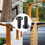 CELYND Cable Railing Protector Sleeves - 100 Pack T316 Stainless Steel Protective Sleeves - 1/8" 3/16" 5/32" Black Deck Cable Railing Hardware Kit for Wood Posts