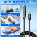 Sideways Phone Charger, 2 in 1 Invisible Holder Charger Cable, 240W Braided Fast Charge Cable with Built-in Phone Stand, 240W Fast Charging Cable for Smartphones Tablets