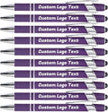 HEYZARDA Personalized Pens with Name Text Logo Custom Ballpoint Pen for Business Office Events with Stylus for Touchscreen 10 Pcs Dark Purple