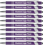 HEYZARDA Personalized Pens with Name Text Logo Custom Ballpoint Pen for Business Office Events with Stylus for Touchscreen 20 Pcs Dark Purple