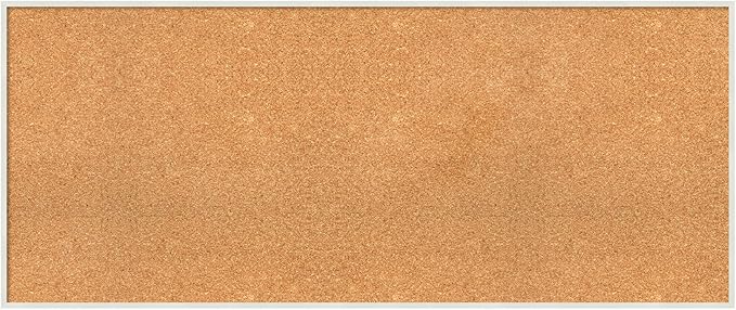 Amanti Art Natural Cork Board for Wall, 21x49 Vision Board with White Frame, Oversize Corkboard Office Decor for Home Organization, Modern Corkboard Pinboard to Display Items for Home Organization in