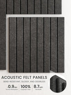 Bumusty Large Cork Board Alternative-47 x35 Felt Bulletin Board Tiles, with 30 Pushpins, 70 Adhesive Tabs, 12-Pack Slat Wall Paneling, Cork Boards for Office Push Pin Board Felt Board-Charcoal Gray
