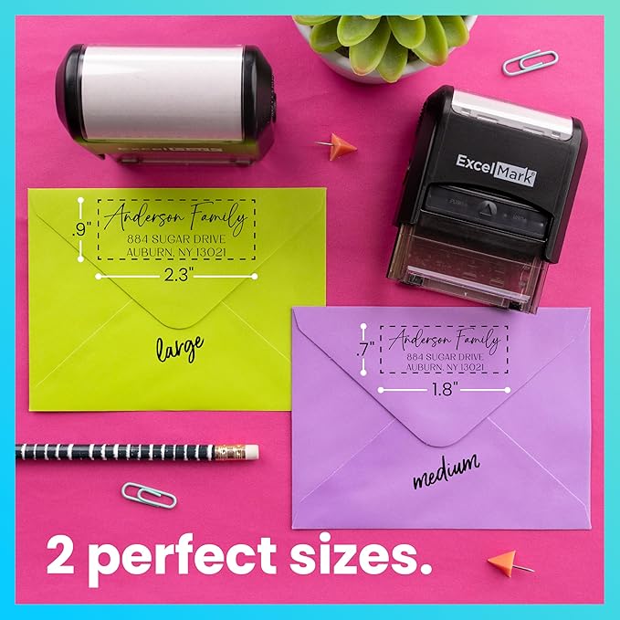 ExcelMark Personalized Return Address Stamp – Custom Self Inking Rubber Stamp (Medium, Santa Catalina)