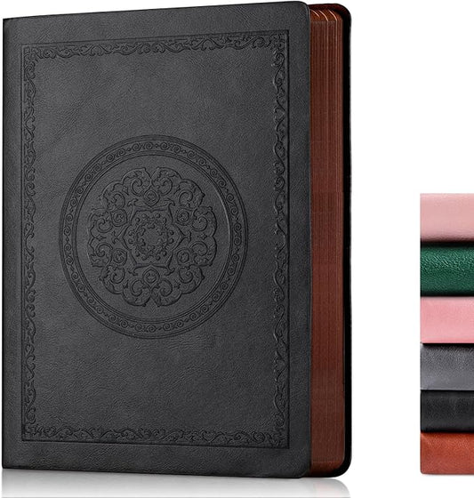 300 Pages Leather Dotted Journal Notebook,Softcover Leather Dotted Journal Notebook for Women Men,300 Pages Notebook for Travel,Business,Work,Office,School Note Taking,5.7'' X 8.3'',black