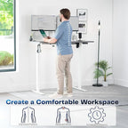 VIVO Electric 55 x 28 in Standing Desk, Memory Height Adjustment, 1B Series, Holds 220 lbs, One-Piece Dark Gray Top, White Frame, DESK-KIT-1W55G