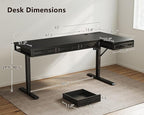 OffiGo L Shaped Electric Standing Desk with Wooden Drawers, 63 Inch Height Adjustable Corner Workstation with Power Outlets, Sit Stand Table for Home, Office, Black