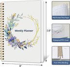Undated Weekly Planner- Weekly Goals Notebook, A5 To Do List Planner, Habit Tracker Journal with Spiral Binding（Flower-2）