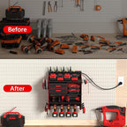 CFMASTER Power Tool Organizer Wall Mount with Charging Station - Heavy-Duty Cordless Drill Holder,Adjustable Tool Storage Rack for Garage,Workshop,Wall-Mounted Tool Organizer Gifts for Fathers Day