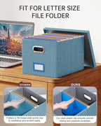 Oterri File Organizer with Lid, File Box, File Cabinet for Letter File Folder Storage, Hanging File Organizer for Office/Decor/Home,Document Organizer, 1 Pack,Dark-Blue-Box Only