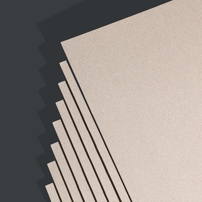 25 Pcs Book Board, Binder Board, Cover Board, Heavy Duty Chipboard for Book Binding, DIY Cardboard (Gray, 9 x 12 Inch 80PT)