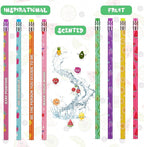 Leinuosen 30 Pcs Scented Pencils Bulk for Kids Inspirational Cute Fun Wood Smelly Pencils with Erasers Fruit Elements for School Classroom Office Students