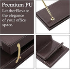 RitPin Desk Set, 11-Piece All-in-One – Executive Desk Accessories & Office Supplies, Leather Desk Organizer with Desk Pad & Blotter, 2-Tier Letter Tray, Luxury Office Desk Decor & Boss Gifts (Brown)