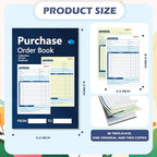 100 Sets Purchase Order Book 5-9/16 x 8-7/16 Inches 2 Part Carbonless Copy Numbered Spiral Bound Purchase Order Forms Receipt Book Invoice Book for Small Business Office (2)