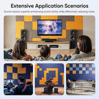 UNECHO 12 Pack 12" X 12" X 0.4" Acoustic Panels for Wall Sound Absorbing, P-Stripes Square Self-Adhesive Sound Panels, High Density Suitable for Multiple Scenarios(Orange)