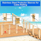 BLIKA 150 Pack Stainless Steel Protector Sleeves for 1/8" 5/32" or 3/16" Deck Cable Railing, for Wood/Composite Posts, T316 Marine Grade