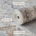 GENIMO Runner Rug 2'6"x6 Machine Washable Non Slip Vintage Hallway Runner Rug, Low Pile Lightweight Rugs for Indoor Entryway, Hallway, Kitchen and Corridor, Light Taupe Brown