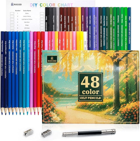 48 Colored Pencils Professional Coloring Pencil Sketch Colored Drawing Pencils Artist Color Pencil for Kids and Adults Coloring Art Color Pencils Set