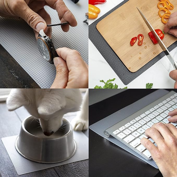 CatTongue Grips Non-Adhesive Anti-Slip Mat - Multi-Purpose Non-Slip Pad for Countertops, Desks, Tables & Workspaces - Ideal Desk Mat, Drawer Liner, Laptop Pad & More (Clear, 8” x 12”)