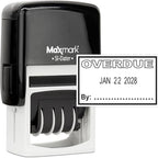 MaxMark Office Self Inking Date Stamp with Phrase Overdue - Black Ink