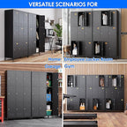 SUPEER 9 Doors Metal Lockers for Employees with 18 Hooks,Metal Lockers with Business Card Holder for School Garage Office Gym Home,Assembly Required,Black