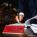 Engraved Custom Door Plate Red Plastic Office Door Sign with Black Letters - Made in USA 2x6 B14
