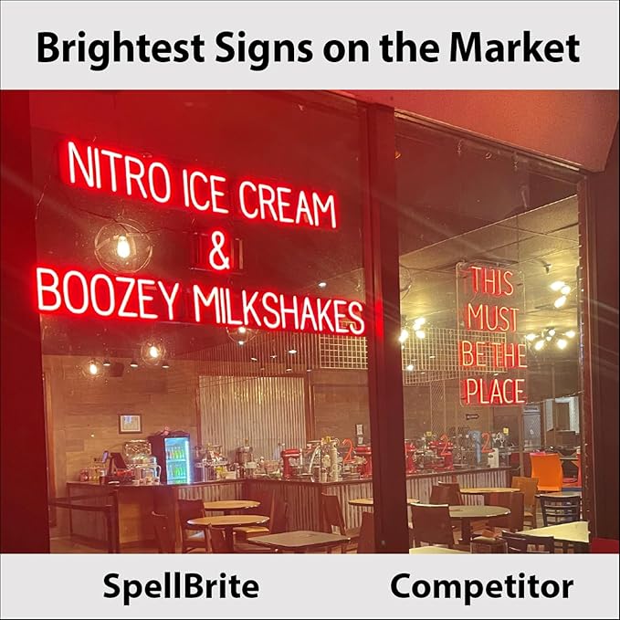 SpellBrite KITCHEN Sign | Directional Sign with Neon Look, Red LED Light Source | 25.1" x 6.3"