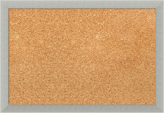 Amanti Art Natural Cork Board for Wall, 14x20 Vision Board with Silver Wood Frame, Small Corkboard Office Decor for Home Organization, Casual Corkboard Pinboard to Display Items for Home Organization