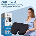 5 STARS UNITED Seat Cushion for Tailbone Pain Relief – Memory Foam Cushion for Coccyx, Hip, Sciatica & Post-Surgery Recovery – Wheelchair, Car, Desk, Gaming & Office Chairs, Black, X-Large