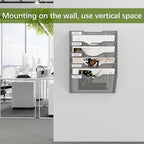 EasyPAG 5 Pocket Mesh Wall File Organizer, Hanging Paper Folder Holder with Classify Label, Vertical Wall Mount Mail Organizer for Office Home Classroom, Silver