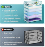 Marbrasse 6 Tier Paper Organizer Letter Tray - Mesh Desk File Organizer with Handle, Paper Sorter for Letter/A4 Office File Folder Holder -Blue