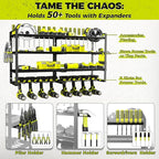 KAFAHOM Power Tool Organizer-8 Drill Holder Wall Mount,4 Layer Heavy Duty Metal Power Tool Storage Rack,Garage Tool Organizer and Storage with Screwdriver Holder/Plier Holder/Hammer Holder
