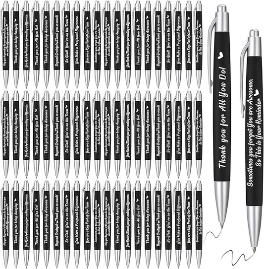 Yeaqee 100 Pcs Inspirational Pens Employee Appreciation Back to School Gifts Motivational Thank You Metal Greeting Quote Ballpoint Pen for Coworker Teacher(Black,Positive)