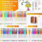 Soucolor Glitter Gel Pens for Adult Coloring Books, 120 Pack-60 Glitter Pens, 60 Refills and Travel Case, Nurse Aesthetic Cute Pens, School Office Home Supplies, Gifts for Women and Men