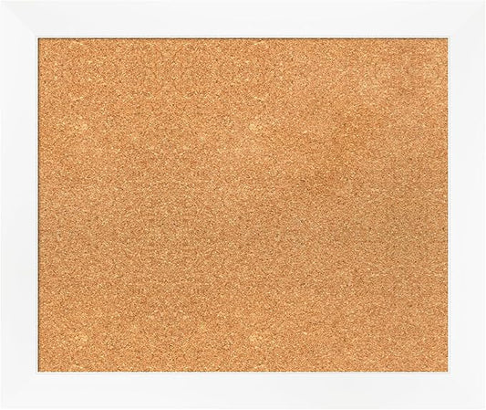 Amanti Art Natural Cork Board for Wall, 21x25 Vision Board with White Frame, Medium Corkboard Office Decor for Home Organization, Modern Corkboard Pinboard to Display Items for Home Organization in