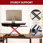 SANODESK 32" Electric Standing Desk Converter,Height Adjustable Riser for Office Home, Monitor and Laptop Workstation with Large Keyboard Tray, Black Color