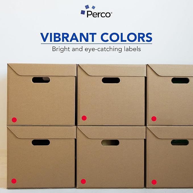 Perco Red 1-Inch Round Circle Dot Sticker Labels - Multi-Roll Pack (3 Rolls, 1,000 Labels Each) - Permanent Adhesive, Vibrant Colors, Strong Hold - Perforated for Easy Use - Made in USA