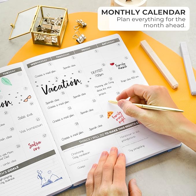 Clever Fox Planner PRO – Weekly & Monthly Life Planner to Increase Productivity, Time Management and Hit Your Goals, 8.5x11″ (Mystic Blue)
