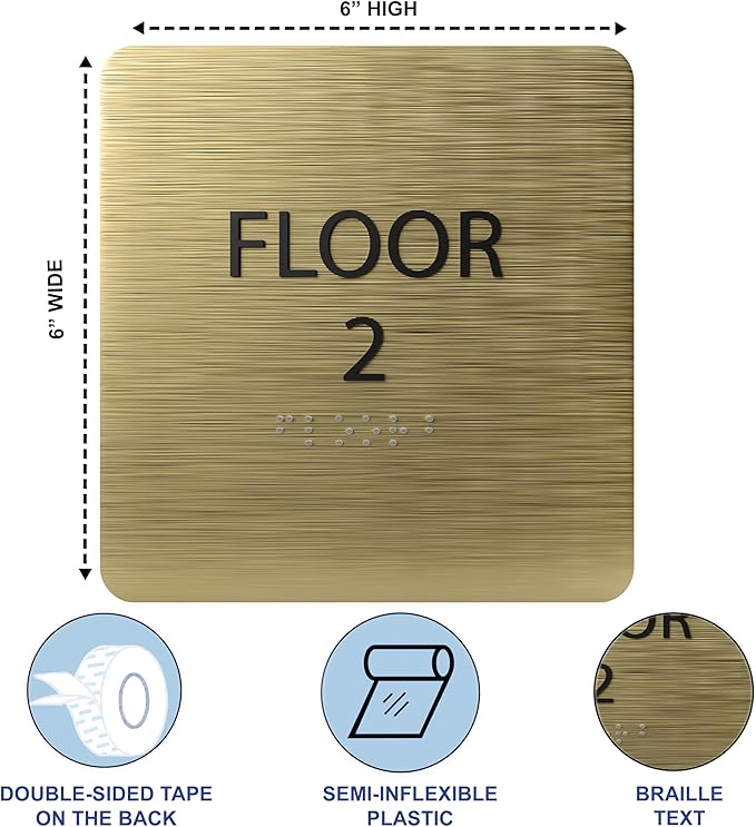 Deep Violet ADA Floor 2 Sign with Braille – Made from Durable Acrylic and Ready to Mount