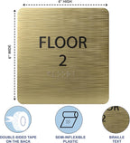 ADA CENTRAL SIGNS - 6" X6" Floor 2 Sign - ADA Compliant Tactile Graphics Grade 2 Braille Text Acrylic Wall Signs - Directional Assistance, Floor Number Safety Sign for Office, school Hospital, Apartment