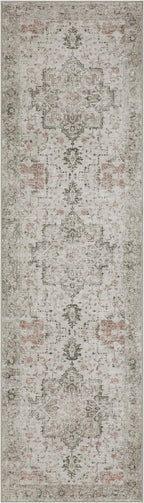 GENIMO Runner Rug 2'6"x7 Machine Washable Non Slip Vintage Hallway Runner Rug, Low Pile Lightweight Rugs for Indoor Entryway, Hallway, Kitchen and Corridor, Light Taupe Brown