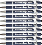 HEYZARDA Personalized Pens with Name Text Logo Custom Ballpoint Pen for Business Office Events with Stylus for Touchscreen 20 Pcs Navy