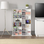 Prepac 2 Column Display Cabinet, White and Tall Storage Cabinet with 14 Adjustable Shelves for DVD Storage, 8.75" D x 38.75" W x 51" H, WMA-0640