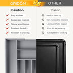 oridom Large Premium Bamboo Silverware Organizer - Expandable Drawer Organizer & Utensil Organizer - 17"x19.7" Cutlery Tray with Dividers for Kitchen Utensils and Flatware (7-9 Slots) (Grey)