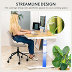SANODESK Standing Desk with Drawer,Dual Motor 3 Stage Electric Height Adjustable Home Office Desk with Storage & Wireless Charging, 55 inch Bamboo Tabletop/White Frame