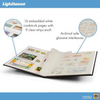 LIGHTHOUSE – “BASIC” Hard Cover Stockbook for Stamps – 16 White Cardstock 9”x12” (A4) Pages with Glassine Strips - Black