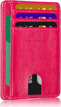TOURSUIT Travel Minimalist Slim Front Pocket Wallet for Men Women, RFID Blocking Credit Card Holder Case (Rose Red)